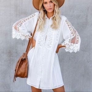 VICI Sweet Mary Crotchet Lace White Dress